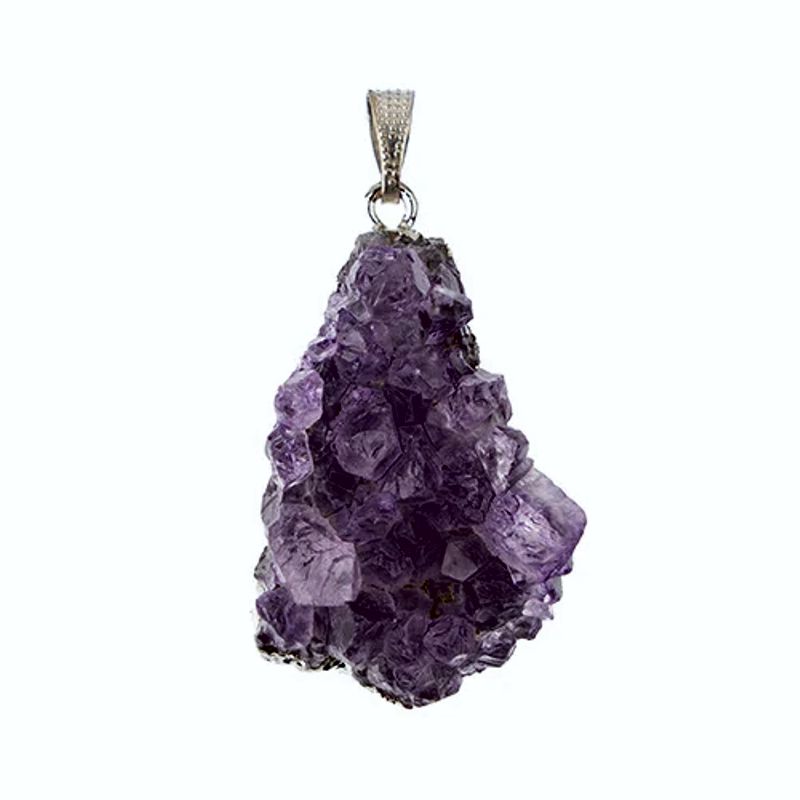 Amethyst druzy Pendant - Silver-foil coated back - Click Image to Close